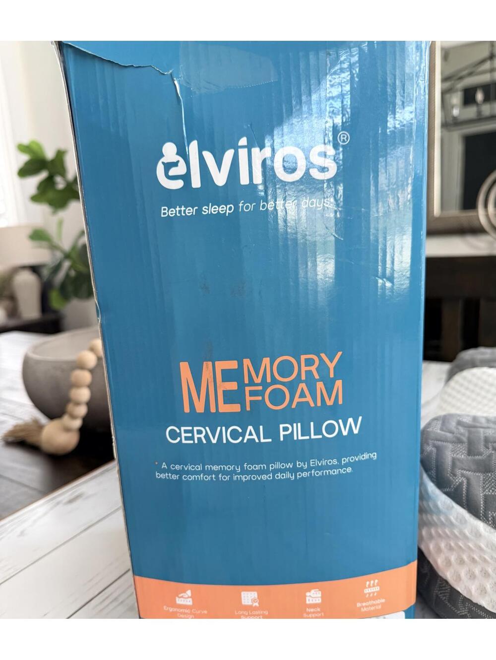 Elviros Memory Foam Cervical Pillow Ergonomic Neck Support Side Back - Picture 3 of 12